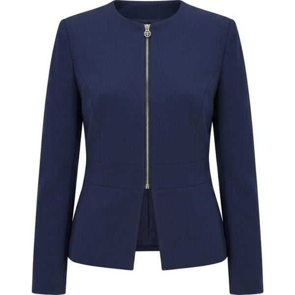 Giacca da donna in blu scuro con scollo made in italy a maniche lunghe con zip Rinascimento