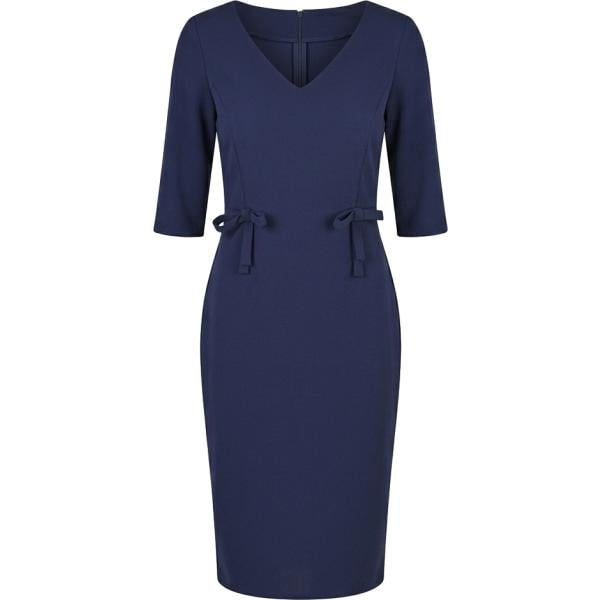 Vestito a tubino da donna in blu scuro collo a v made in italy Rinascimento Rinascimento