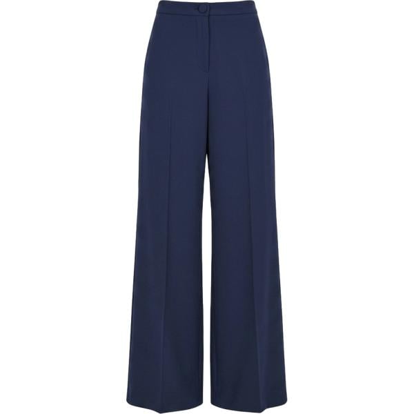 pantaloni a palazzo Rinascimento blu tinta unita