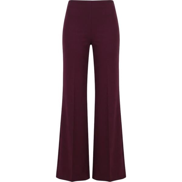 Pantaloni a palazzo da donna in bordeaux made in italy a vita alta con bottoni in viscosa Rinascimento
