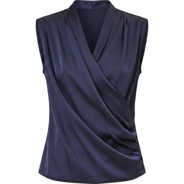 top Rinascimento blu tinta unita