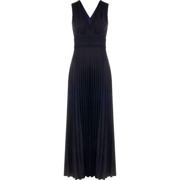Vestito lungo da donna in blu scuro con spalline made in italy in nylon Rinascimento