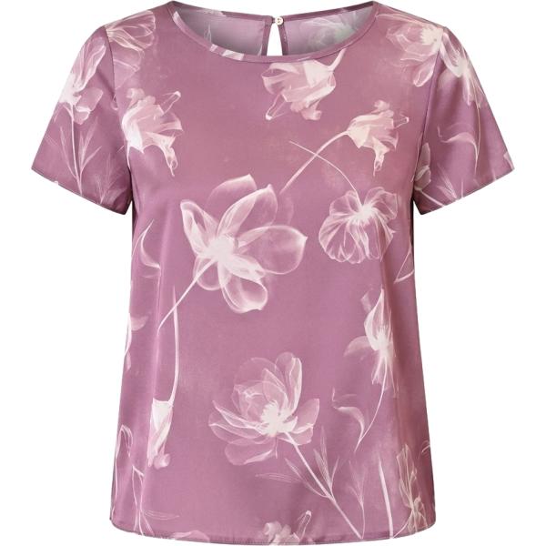 T-shirt da donna in rosa scuro con stampe con scollo made in italy a maniche corte in denim Rinascimento
