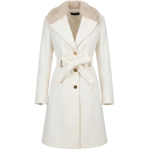 Cappotto da donna in bianco neve monopetto a maniche lunghe con bottoni Rinascimento