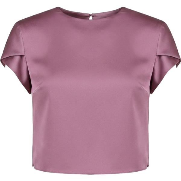 T-shirt da donna in rosa scuro con scollo made in italy a maniche corte a vita alta Rinascimento