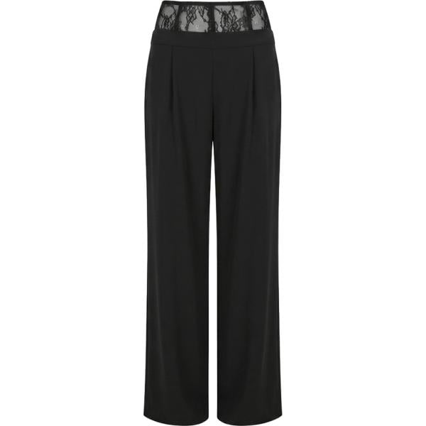 pantaloni a palazzo Rinascimento nero a fiori