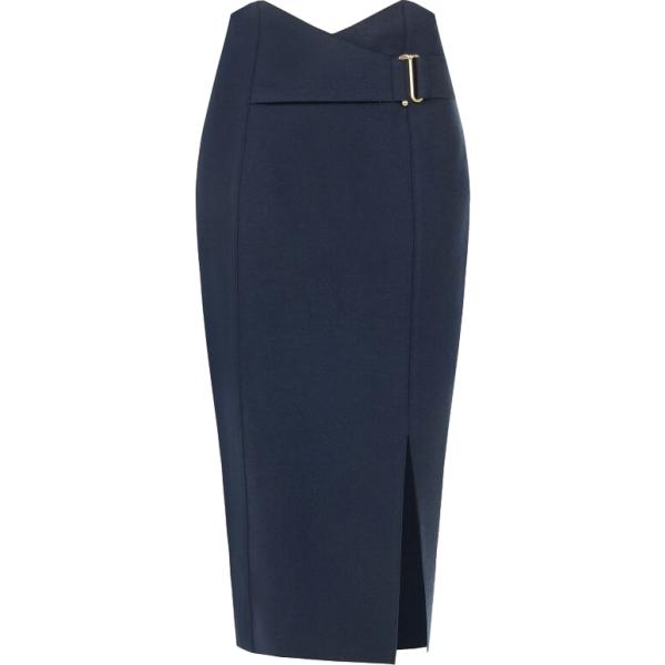 Gonna longuette da donna in blu scuro con spacco a vita alta con cinturino Rinascimento Rinascimento