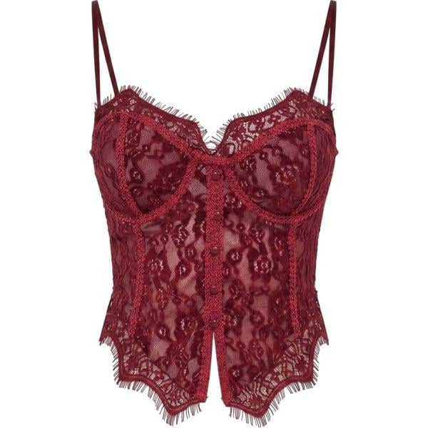 Top da donna forma asimmetrica in bordeaux a fiori con pizzo con spalline made in italy Rinascimento
