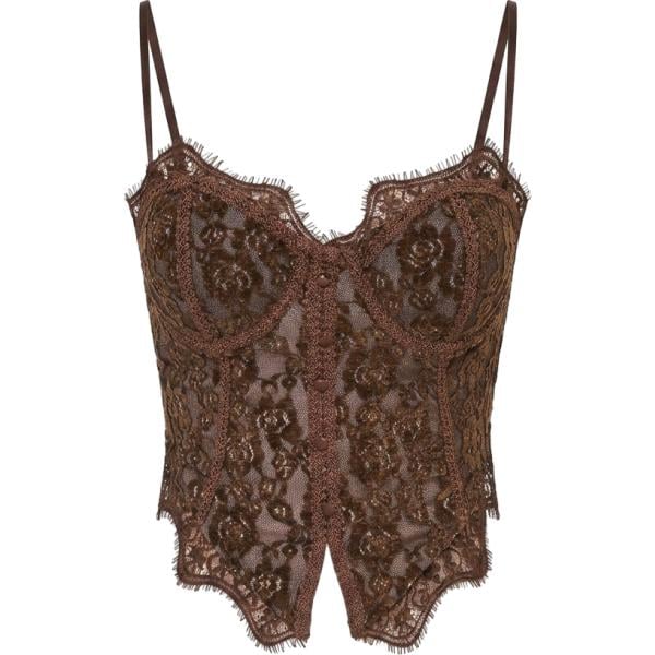 top Rinascimento marrone a fiori