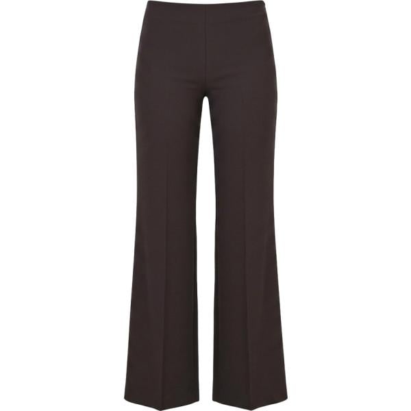 Pantaloni da donna intero in marrone scuro made in italy a vita media con zip Rinascimento