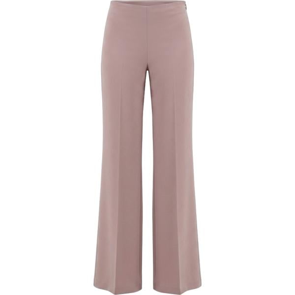 Pantaloni a palazzo da donna in marrone chiaro made in italy a vita alta con zip Rinascimento