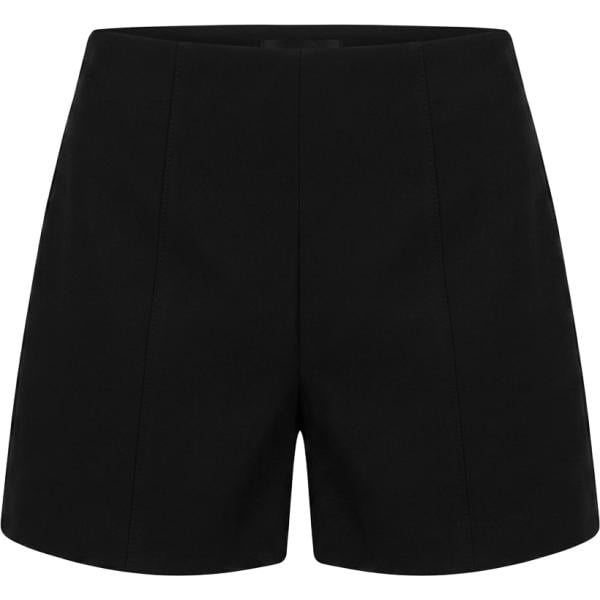 Shorts da donna in nero pece made in italy a vita alta con zip Rinascimento