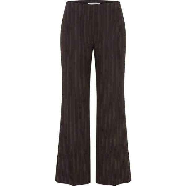 Pantaloni a palazzo da donna in marrone scuro a righe curvy made in italy a vita alta con zip Rinascimento