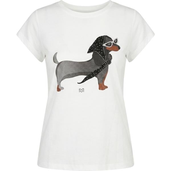 T-shirt da donna con drappeggio in bianco neve con stampe girocollo made in italy a maniche corte in viscosa Rinascimento