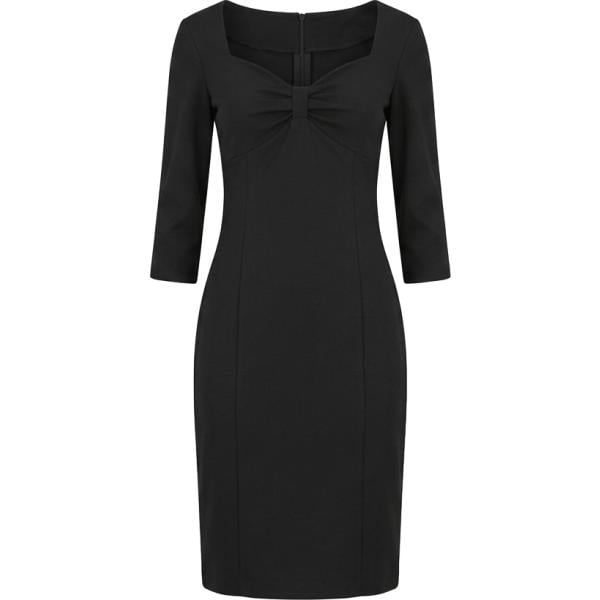 Vestito longuette/midi da donna in nero pece con scollo made in italy con zip Rinascimento