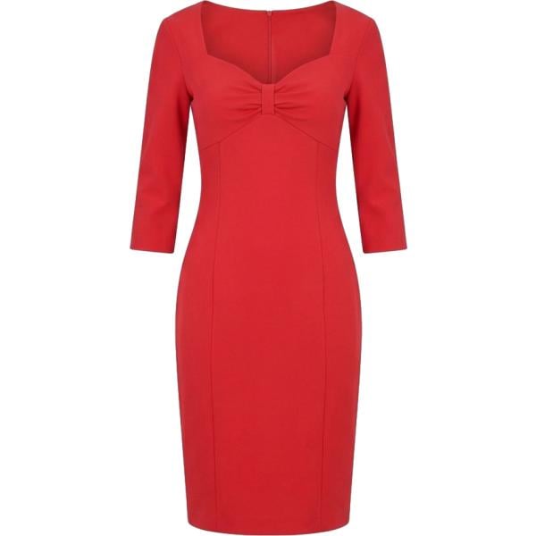 Vestito longuette/midi da donna in rosso classico con scollo made in italy con zip Rinascimento