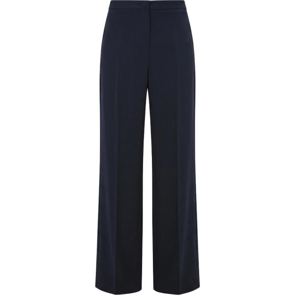 Pantaloni a palazzo da donna in blu scuro a righe made in italy a vita alta con zip Rinascimento