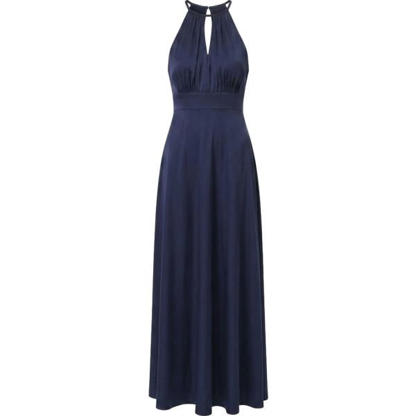 Vestito lungo da donna in blu scuro con ruches con spalline made in italy Rinascimento Rinascimento