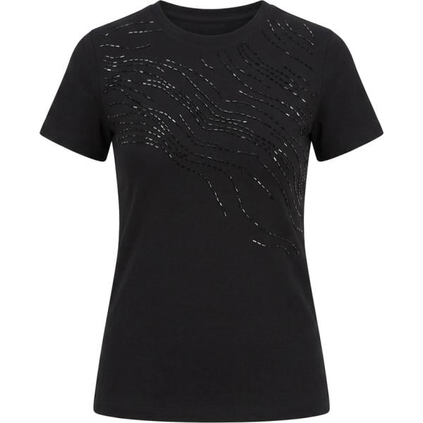 T-shirt da donna in nero pece girocollo made in italy a maniche corte in cotone Rinascimento