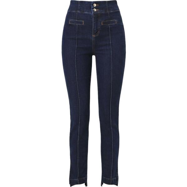 Jeans da donna forma asimmetrica in blu scuro made in italy in denim Rinascimento