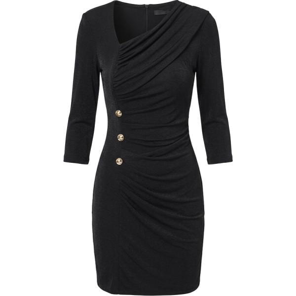 Vestito corto da donna in nero pece con scollo corto Rinascimento