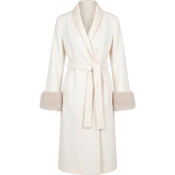 Cappotto da donna a tubino in bianco neve con scollo made in italy Rinascimento