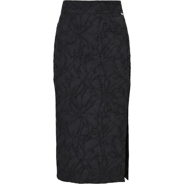 Gonna longuette da donna in nero pece con spacco a vita alta con zip Rinascimento