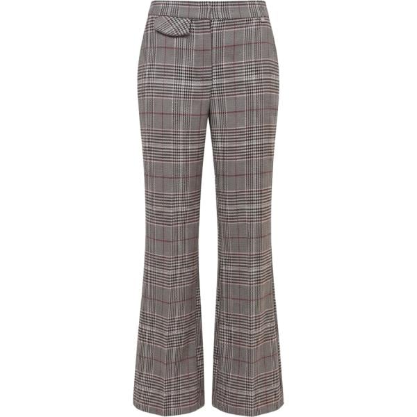 Pantaloni da donna forma asimmetrica in marrone scuro principe di galles made in italy con zip Rinascimento