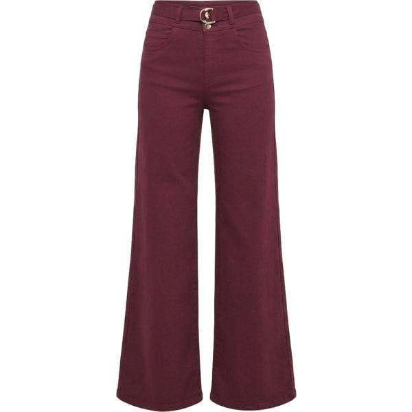 Jeans da donna in marrone scuro made in italy a vita alta con zip in denim Rinascimento