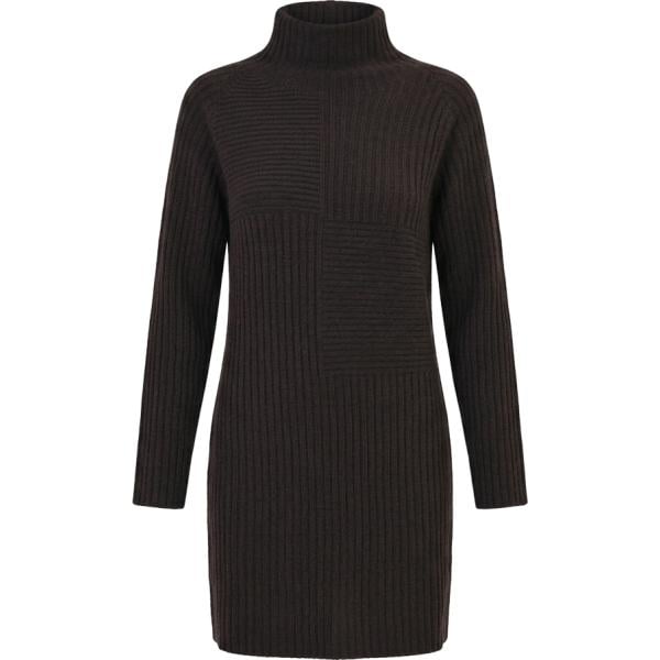 Vestito corto da donna in marrone scuro lavorato a maglia collo a dolcevita corto a maniche lunghe Rinascimento