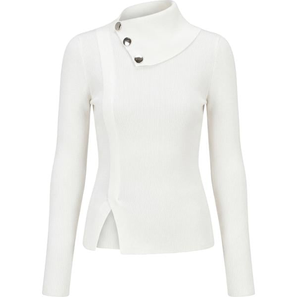 Pullover da donna in bianco avorio collo alto made in italy a maniche lunghe in viscosa Rinascimento
