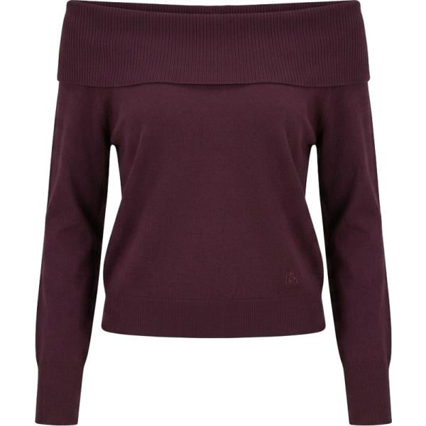 Maglione da donna in bordeaux lavorato a maglia con scollo made in italy a maniche lunghe in viscosa Rinascimento