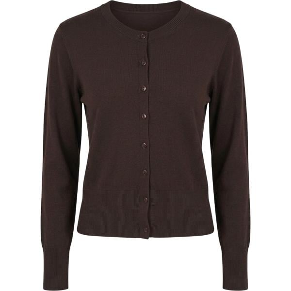 Cardigan da donna in marrone scuro con scollo a maniche lunghe con bottoni in denim Rinascimento Rinascimento
