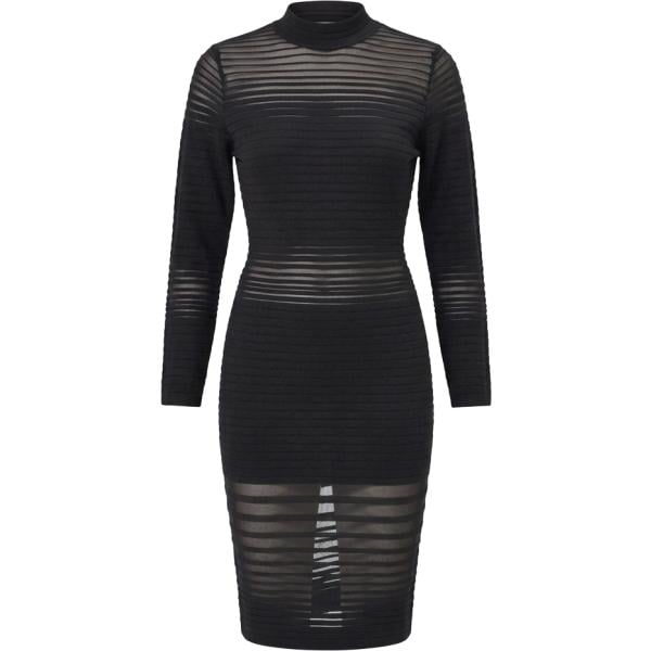 Vestito a tubino da donna in nero pece con tacco collo alto a maniche lunghe Rinascimento