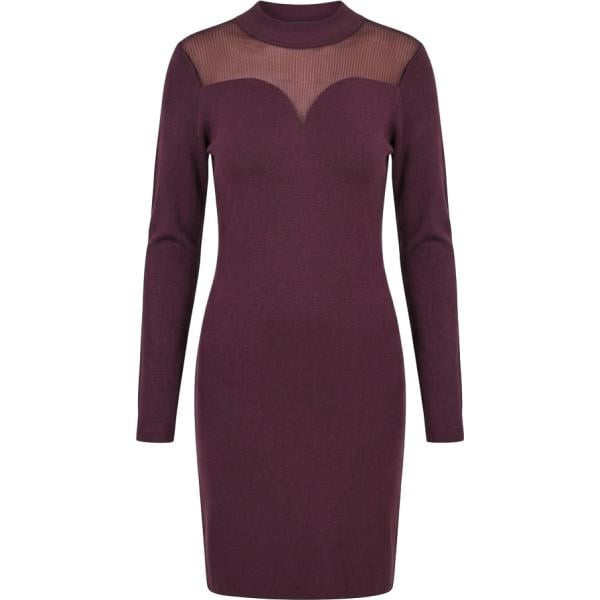 Vestito corto da donna in viola scuro con scollo corto a maniche lunghe Rinascimento