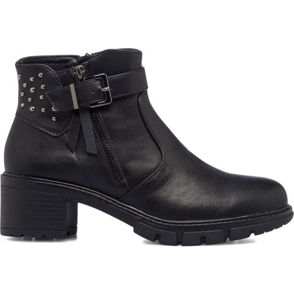 stivaletti da donna in nero pece con borchie con tacco con zip in metallo Lora Ferres