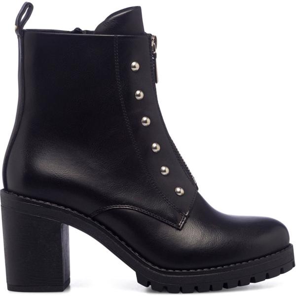 stivaletti da donna in nero pece con borchie con tacco con zip in ecopelle Lora Ferres