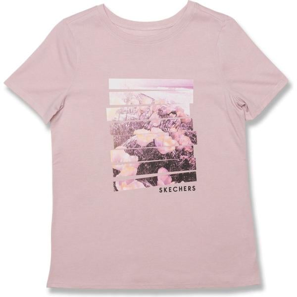 t-shirt Skechers viola con stampe