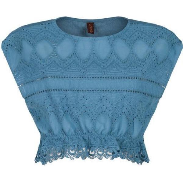 top Rlinea blu tinta unita