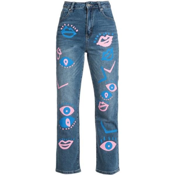 jeans boyfriend Jeans Louise Francoise blu con stampe