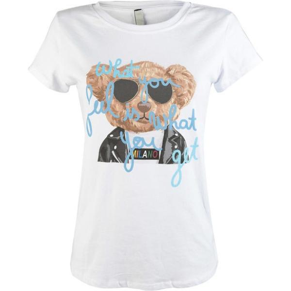 t-shirt Pink Black bianco con stampe