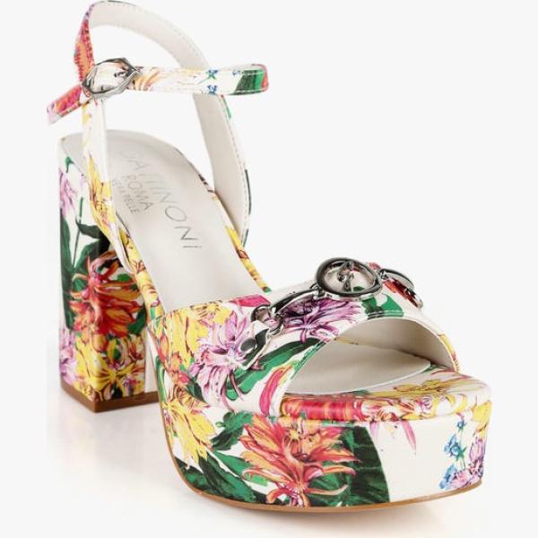 sandali in pelle Gattinoni rosa a fiori