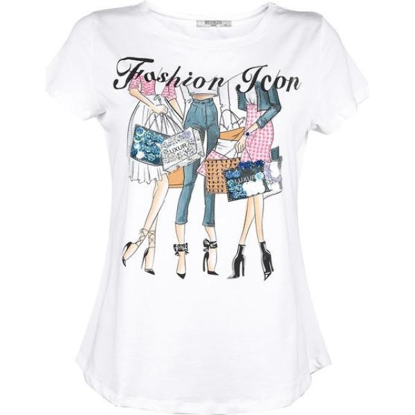 t-shirt Miss Kiss bianco con stampe