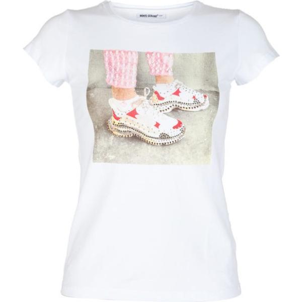 t-shirt Monte Cervino bianco con stampe