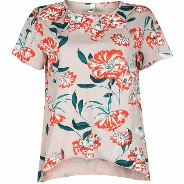 t-shirt Wendy Trendy grigio a fiori