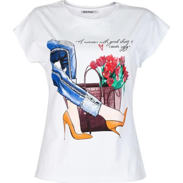 t-shirt Monte Cervino bianco con stampe