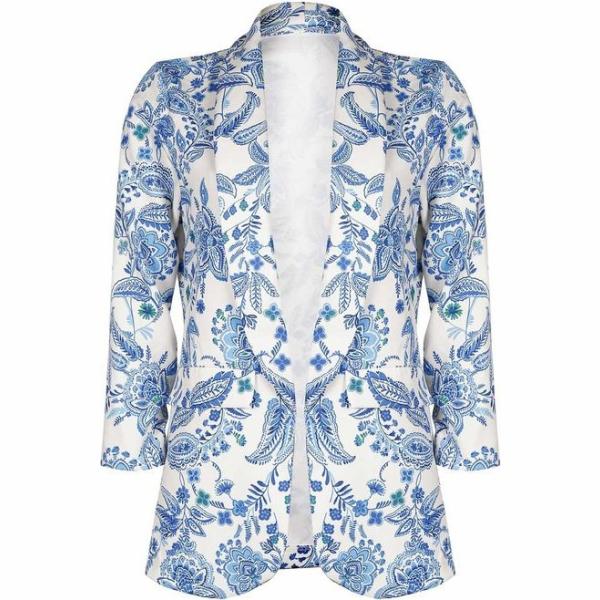 blazer Chic-3 bianco con stampe