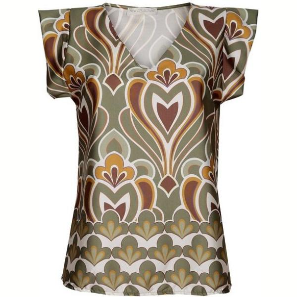 bluse Made In Italy verde con stampe