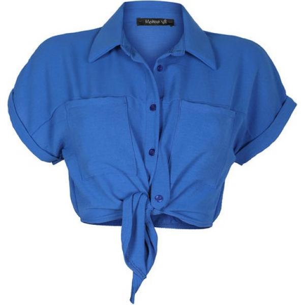 camicie a manica corta Melitea blu tinta unita