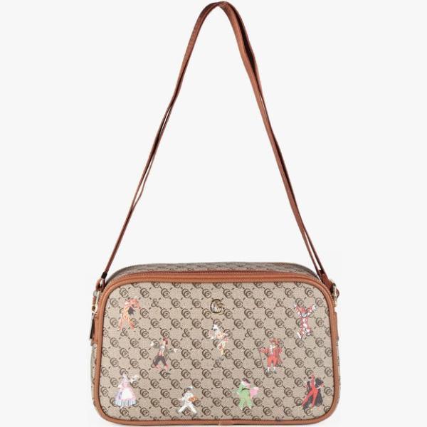 borse a tracolla Gio&Co marrone con stampe